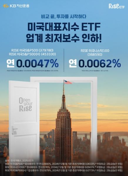 미국 대표지수 ETF 업계 최저보수로 인하 - RISE ETF